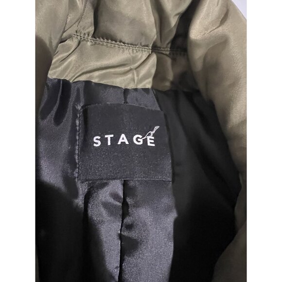 STAGE Puffer Blazer Style Jacket in Green - Picture 3 of 4